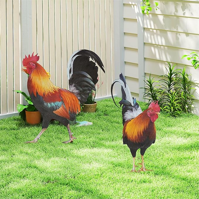 Decorative Garden Stakes,Large Chicken Decoration Grave Decorations for Cemetery (Large Chicken Decoration, 1 Pack)