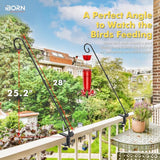 iBorn Deck Hook for Bird Feeder, Hummingbird Feeder Hanger for Deck Railing, Heavy Duty Deck Hanger for Outdoors Hanging, 360° Rotatable Arm, Solid Wire, 28 Inch, Pack of 2