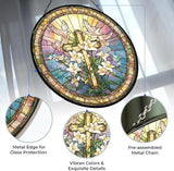 Easter Cross Suncatcher Stained Glass Window Hangings for Women Mom Red Birds Sun Catchers Colorful Ornament Bird Lovers Gift Gifts for Women Mom Wife