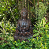 Glitzhome Buddha Statue 28" H, Outdoor Buddha Large Statue Zen Style Buddha Fountian with LED Light & Pump Polyresin Outdoor Floor Freestanding Fountain Garden Buddha Sculptures & Statues Lawn Décor