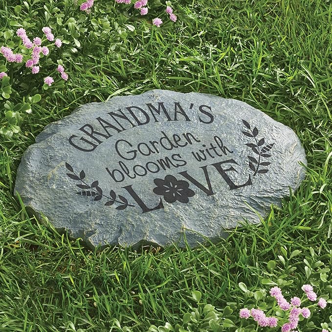 Let's Make Memories Personalized Blooms with Love Garden Large Garden Stones – for Mom/Kids or Grandma/Grandkids – Customize with Title & Names