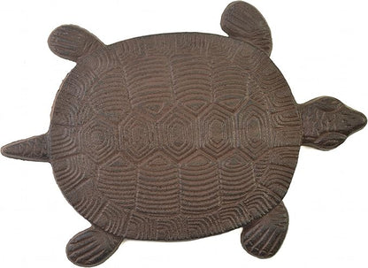 13" Cast Iron Turtle Stepping Stone – Heavy-Duty Rustic Brown Garden Paver, Decorative Outdoor Pathway Stone, Textured Design for Yard, Lawn, and Landscaping