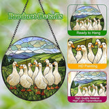 Stained Glass Window Hanging White Ducks Suncatcher Colored Glass Suncatcher for Indoor Garden Decoration Christmas Home Decor Gift for Women Men Wife Aunt and Mom 7.9in