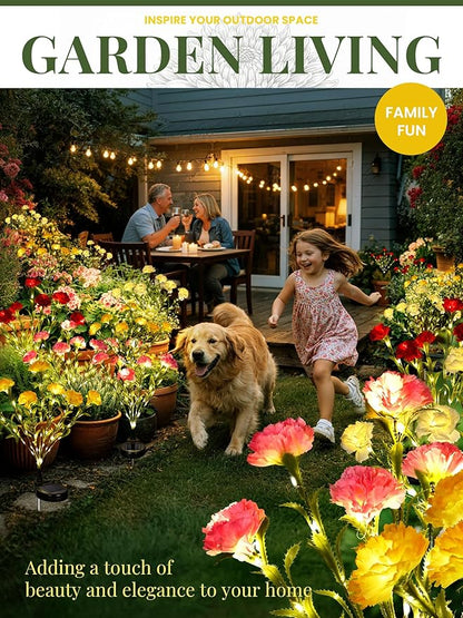 GIGALUMI Solar Lights Outdoor for Garden Decor, 4 Pack Solar Flower Lights Waterproof, 2 Lighting Modes 28 Carnations for Pathway,Yard, Patio Decoration, Gardening Gifts for Women (Multi-Colored)