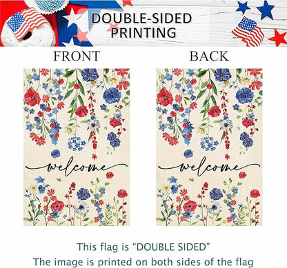 Baccessor 4th of July Patrioctic House Flag 28 x 40 Inch Double Sided God Bless America Memorial Day Floral Large House Flag Vertical Summer Seasonal Usa Yard Outdoor Outside Decoration