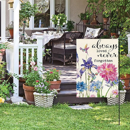 AVOIN colorlife Always Loved Never Forgotten Memorial Garden Flag 12x18 Inch Double Sided, Hummingbird Spring Summer Yard Outdoor Decoration