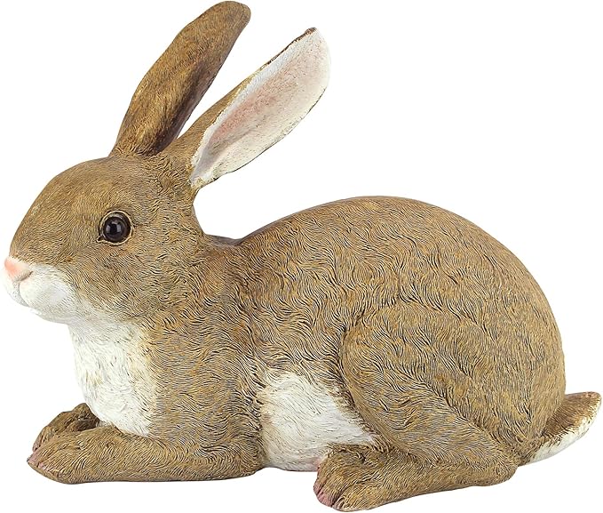 Design Toscano QM200861 Bashful The Bunny Lying Down Rabbit Outdoor Garden Statue, 10 Inch, full color
