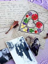 KY&BOSAM Heart Suncatcher Stained Glass Suncatchers in Loving Memory Memorial for Loss of Loved One Unique Sympathy Gift Real Pressed Dried Flower Bereavement Grief for Loss of Mom Grandma Decor