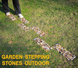 Qualdout River Rocks Stepping Stones Pavers Outdoor for Garden Walkway, Pebbles Polished Gravel for Yard Lawn Patio Pathway Landscaping, 6PCS (Rectangle)