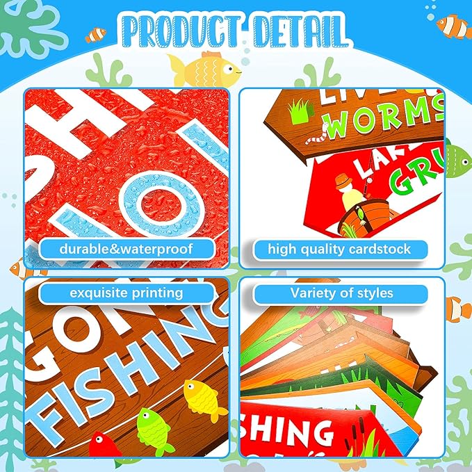 Jetec 20 Pieces Fishing Party Directional Signs The Big One Welcome Signs Backyard Door Cutouts Summer Birthday Baby Shower Party Favor Ideas Decoration Supplies