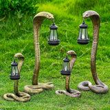 Solar Garden Outdoor Statues Snake with Solar Lights Outdoor Chrismtas Decorations - Lawn Decor Snake Statue for Patio, Balcony, Yard Ornament - Unique Housewarming Gifts (Bronze Colored)