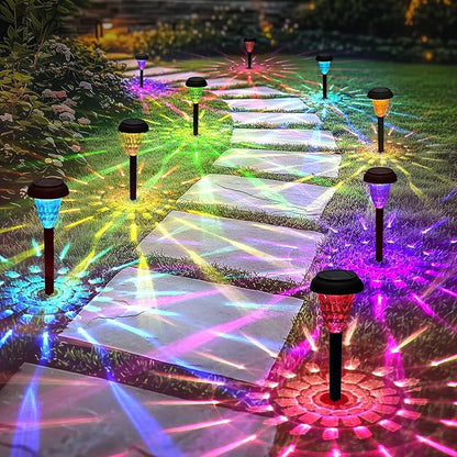 TISEJOY Solar Pathway Lights Outdoor Waterproof 8 Pack Color Changing Garden Light for Yard Patio Driveway Walkway Lawn Landscape Lighting for Outdoor Decor