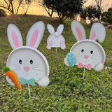 Easter outdoor decorations,Bunny Yard Signs,3D Sculptures,Easter Yard Stakes,Set of 3,Durable Weather-Resistant Design, Rabbits Garden Stakes for Home Outside Lawn, Garden, Patio, Outdoor Decor