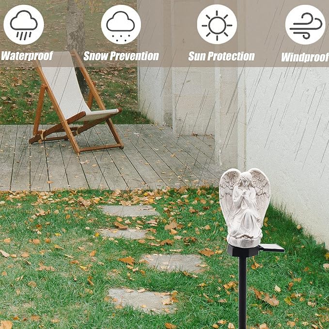 WAYDA Solar Light Outdoor Angle for Cemetery, LED Waterproof Angel Lamp, Solar Angel Lights for Garden, Balcony, Yard, Memorial Gifts