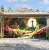 Easter Garage Door Banner 157.5x70.9in Large Spring Garage Door Cover Outdoor Holiday Decorations for House Exterior Yard Decor with Grommets and Rope