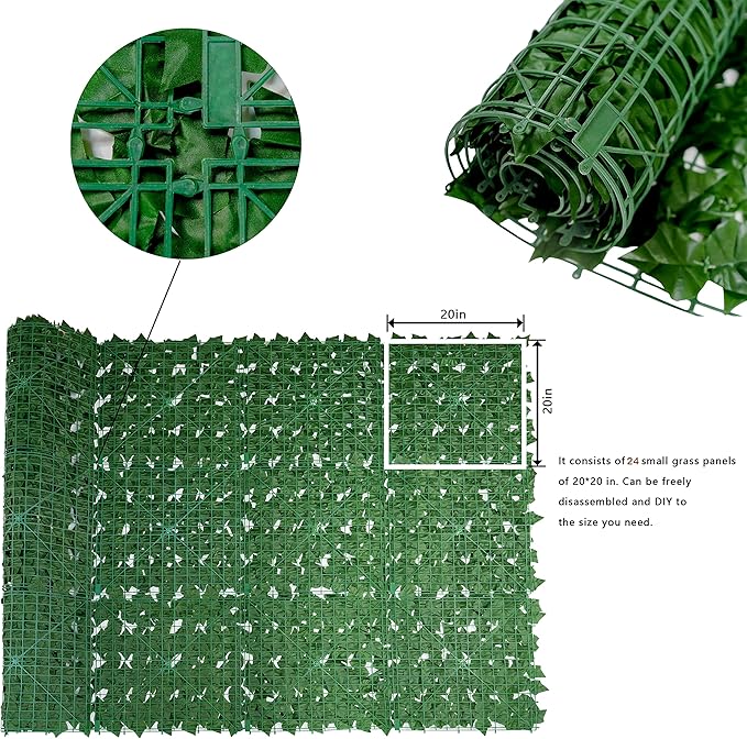 Bybeton 80"x120" Artificial Ivy Privacy Fence Screen - Fade-Resistant Faux Greenery Hedge Panels for Outdoor, Deck, Patio, Balcony & Chain Link Fence Cover