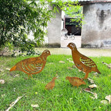 4PCS Rusty Partridge Family Decorative Garden Stakes, Metal Birds Yard Decor, Bird Lover Gifts for Women Mom Grandma Wife, Metal Birds Statues Garden Sculptures and Yard Art, Patio, Lawn Ornaments