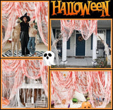 197" x 85" Halloween Creepy Cloth - Halloween Spooky Fabric Cloth - Scary Gauze Blood Creepy Cloth for Haunted House Halloween Party Yard Wall Doorway Outdoors Decoration