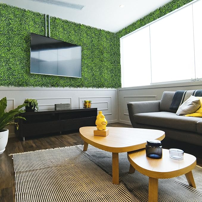 Artificial Boxwood Roll Panels: 40"x 140"(39.2 SQFT) UV-Anti Faux Ivy Leaves Grass Wall for Patio Balcony Privacy, Garden, Backyard Greenery Wall Backdrop and Fence Decor
