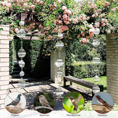 Factee Bird Deterrents for Outside, Reflective 3D Stainless Steel Wind Spinners, Garden Decor, Bird Scare Devices to Keep Woodpeckers, Pigeons Away from Your House, Patio, Orchards