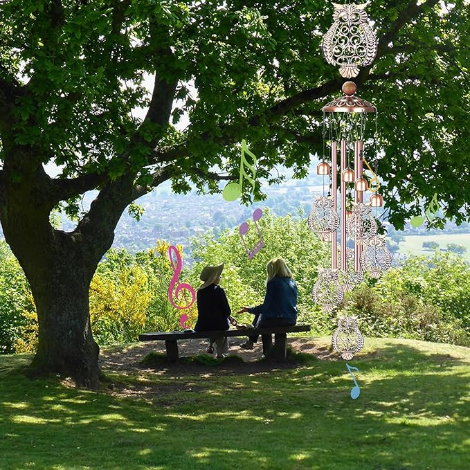 Wind Chimes for Outside- Owl，Owl Gifts for Women Men，Metal Wind Chimes Memorial for Outside/Indoors, Lawn, Patio, Home, Porch, Yard Decor, Garden Decorations