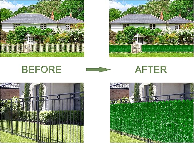 Bybeton 60" x 120" Artificial Ivy Privacy Fence Screen, UV Protected Faux Ivy Privacy Fence Roll, 50 Sq. Ft. Dense Greenery Wall Panels for Outdoor Patio, Garden, Balcony and Backyard Decor