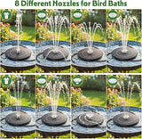 AISITIN 3.5W Solar Fountain Pump Upgraded 2026, Solar Water Fountain DIY Kit with 8 Nozzles & 3 Fixed Bracket & 9.8ft Cord for Garden, Bird Bath, Ponds, Fish Tank, Aquarium, Courtyard and Outdoor