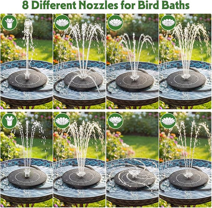 AISITIN 3.5W Solar Fountain Pump Upgraded 2026, Solar Water Fountain DIY Kit with 8 Nozzles & 3 Fixed Bracket & 9.8ft Cord for Garden, Bird Bath, Ponds, Fish Tank, Aquarium, Courtyard and Outdoor