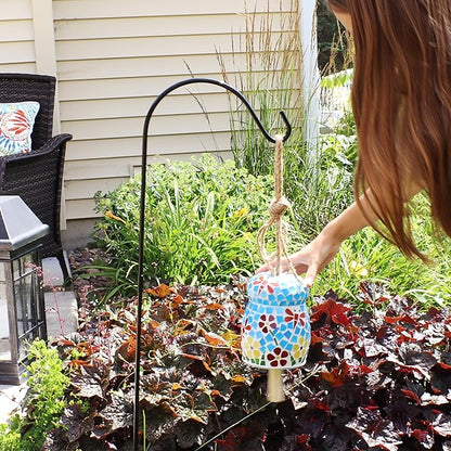Sunnydaze Spring Flowers Wind Bell - Mosaic Glass Wind Chime Bell for the Patio, Deck, or Porch - 7"