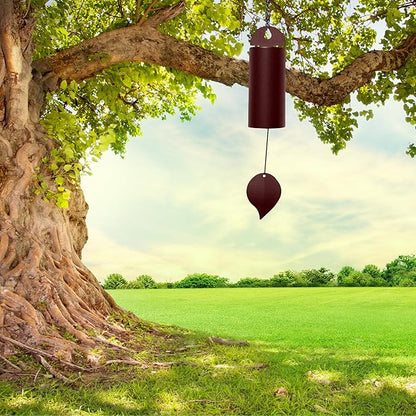Wind Chimes for Outside Deep Tone, Large Metal Cylinder Memorial Wind Chimes Outdoor - Serenity Bell with Deep Resonance Outdoor Decor for Garden Patio Yard Porch - Brown