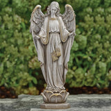 Joseph's Studio by Roman, 23" Angel on Pedestal Garden Statue, Outdoor Religious Angel Sculpture with Stone Finish