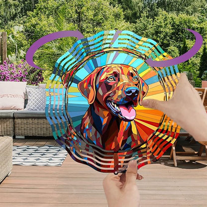 Labrador Retriever Wind Spinner Dog Memorial Gifts, Vibrant 3D Kinetic Aluminum Metal Yard Art, Loss of Dogs Sympathy Gifts, Hanging Outdoor Garden Decor, 8" Wind Sculptures for Patio, Porch (LR 3)