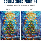 Stained Glass Christmas Tree Garden Flag Merry Xmas House Flags 28x40 Double Sided Welcome New Year Outdoor Flag Happy Holidays Flag Large Winter Yard Flag for Outside Lawn Decor