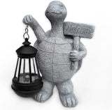 Solar Turtle Garden Outdoor Statues,Resin Turtles Figurine Decorations with Solar Lights Lantern, Outdoor Turtle Art Decor for Lawn,Yard, Unique Housewarming Gift for Garden Home