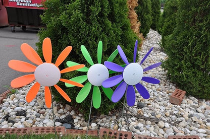 Beloit Plastics Spinning Daisy (6 Pack Random Color) Tall Pinwheel and Wind Spinner for Garden, Lawn, or Patio,Front or Back Yard Decoration,USA Made