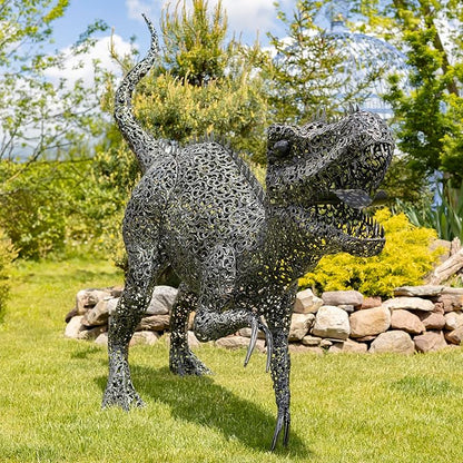 Zaer Ltd. 7.33ft. Tall Giant Metal Tyrannosaurus Rex Garden Statue Chompers