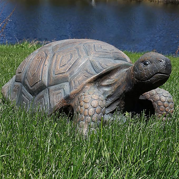 Sunnydaze Tanya the Garden Turtle Statue - Turtle Garden Decor for Yard, Lawn, Patio Décor – 20" x 12" Durable Poly-Concrete - Gift Idea
