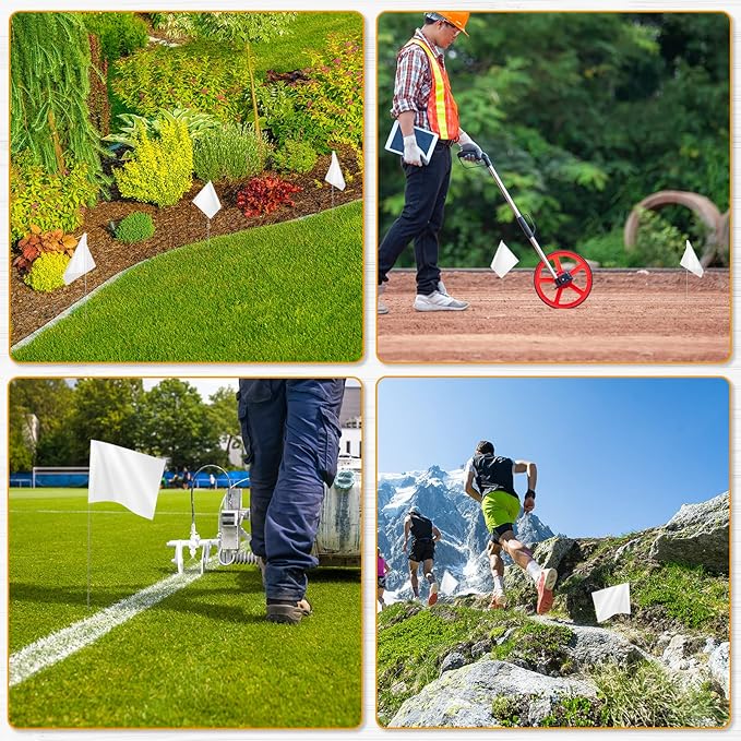 IKAYAS 4 * 5 * 15 Inch PVC Small Lawn Marking Flags - 50 Pack Garden, Survey and Irrigation Yard Markers