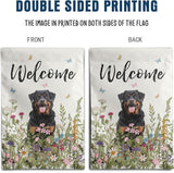 Floral Rottweiler Garden Flag Spring Summer House Flags 28 x 40 Double Sided Flower Dog Yard Flags for Outside Large Outdoor Welcome Flags