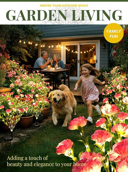 GIGALUMI Solar Lights Outdoor for Garden Decor, 4 Pack Solar Flower Lights Waterproof, 2 Lighting Modes 28 Carnations for Pathway,Yard, Patio Decoration, Gardening Gifts for Women (Pink)