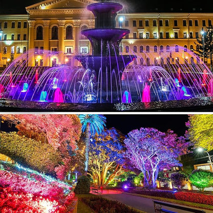 Pond Lights, Underwater Fountain Lights Color Changing Spotlight RGB Dimmable IP68 Waterproof Submersible Landscape Spot Lights for Outdoor Lawn Fountain Yard, 2 in Set