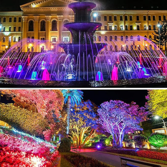 Pond Lights, Underwater Fountain Lights Color Changing Spotlight RGB Dimmable IP68 Waterproof Submersible Landscape Spot Lights for Outdoor Lawn Fountain Yard, 2 in Set