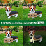 Red & White Corgi Pathway Greeter with Solar Lantern & Reversible Sign, Standing Corgi Statue for Doorway, Patio Rail, Balcony & Yard