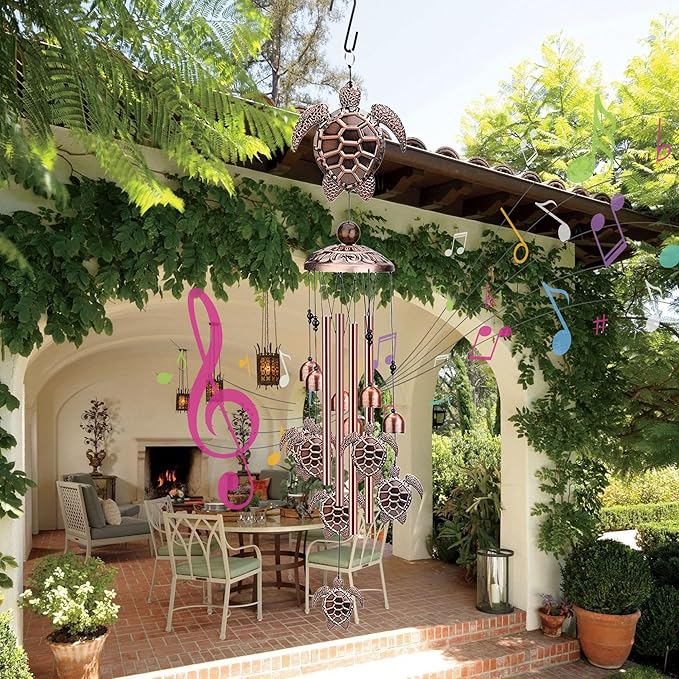 Wind Chimes for Outside- Turtle，Turtle Gifts for Women Men，Metal Wind Chimes Memorial Turtle for Outside/Indoors, Lawn, Patio, Home, Porch, Yard Decor, Garden Decorations