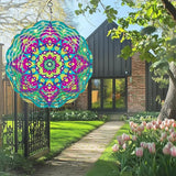 Multi Color Mandala Wind Spinners Outdoor, Hanging Wind Spinner for Garden Decoration, 8 inch 3D Stainless Steel Metal Wind Sculpture for Indoor/Outdoor Decor