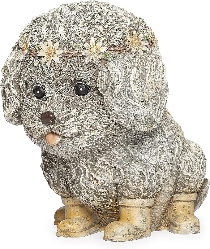 Roman Garden - Dog in Rain Boots Statue, 9H, Pudgy Pals Collection, Resin and Dolomite, Decorative, Garden Gift, Home Outdoor Decor, Durable, Long Lasting