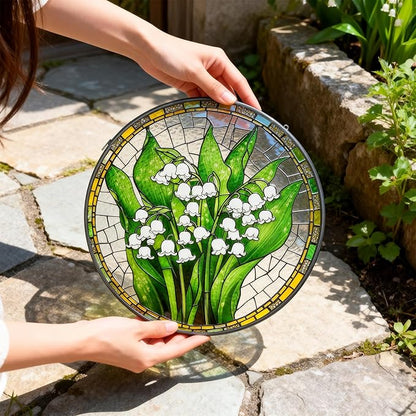 LITIVY Lily of The Valley Stained Glass Suncatcher – Mother’s Day Memorial & Remembrance Gift, Rainbow Maker Window Hanging Decor for Indoor Sunlight, Green & White Sun Catchers for Women Mom Grandma