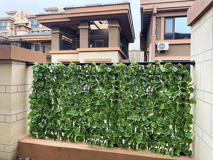 Expandable Fence Privacy Screen for Balcony Patio Outdoor,Decorative Faux Ivy Fencing Panel,Artificial Hedges (Single Sided Leaves)……