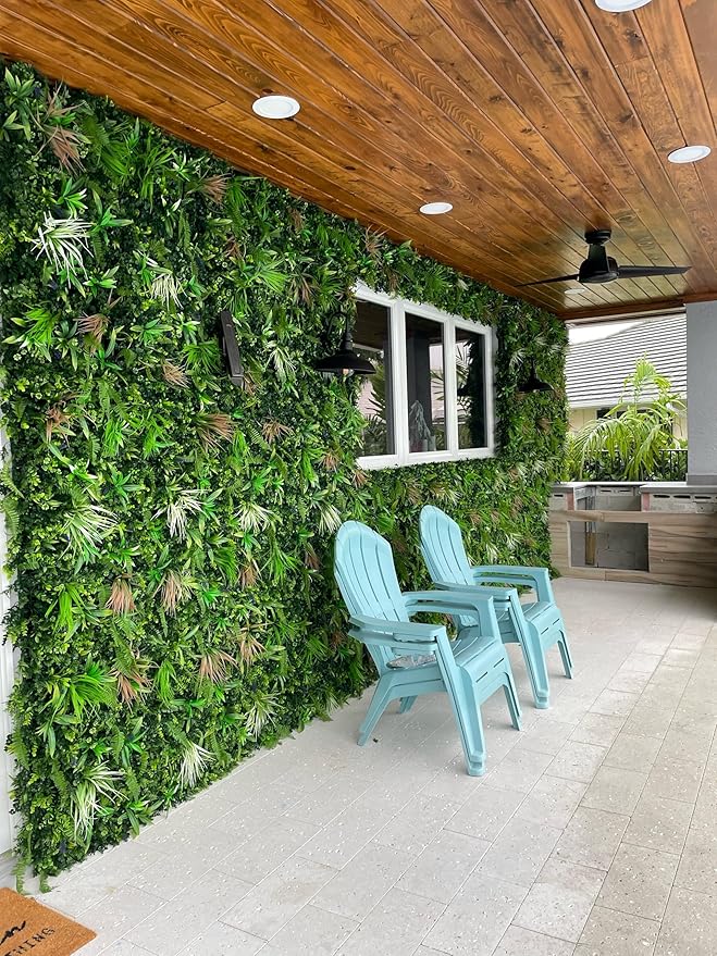NatraHedge 20''X40'' Artificial Rainforest Living Wall Grass Wall Decor, 5Pcs (28SqFt) Hedge Leaf Grass Panels for Indoor, Outdoor, Garden and Balcony Privacy Fence Screen