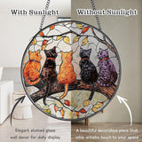 Cat Stained Glass Window Hanging with Hook – 6.3" Handcrafted Suncatcher, Vibrant Decor for Living Room Office, Unique Gifts for Women, Mom, Teen Girls, Cat Lovers